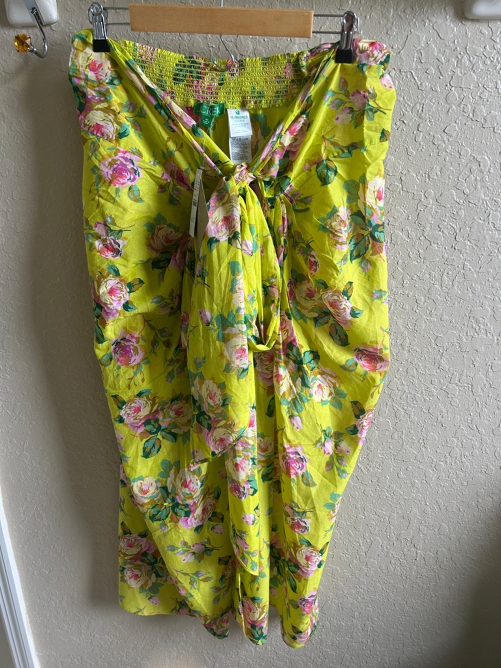 J. Crew Yellow Floral Swim Coverup Sarong